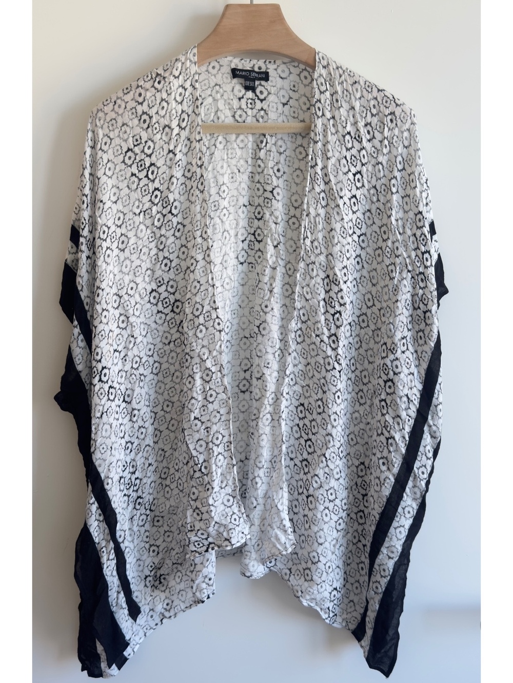 Mario Serrani Italy Floral Kimono Open Front Cardigan Cover Up One Size Viscose